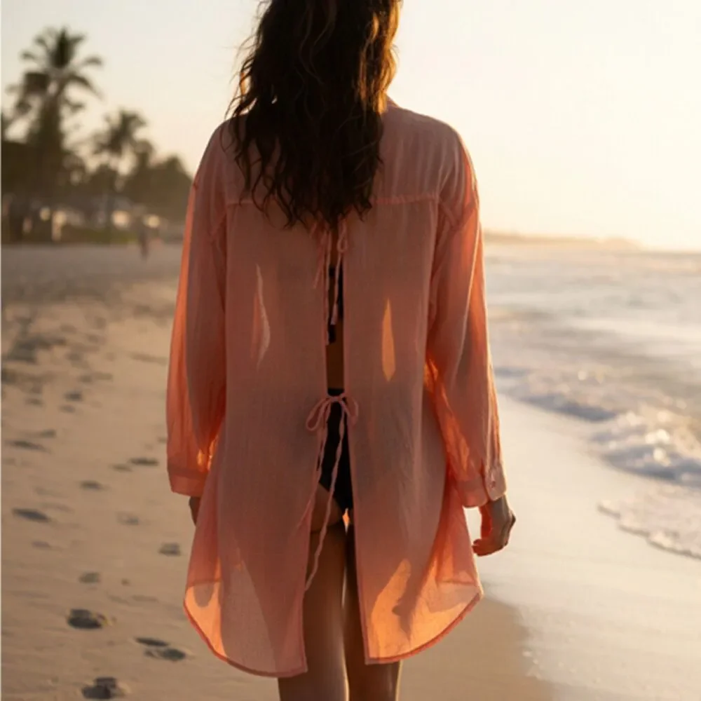 L.I.F.E. Love Is For Eternity Orange Tunic Beach Cover Up Size L - Picture 3 of 11